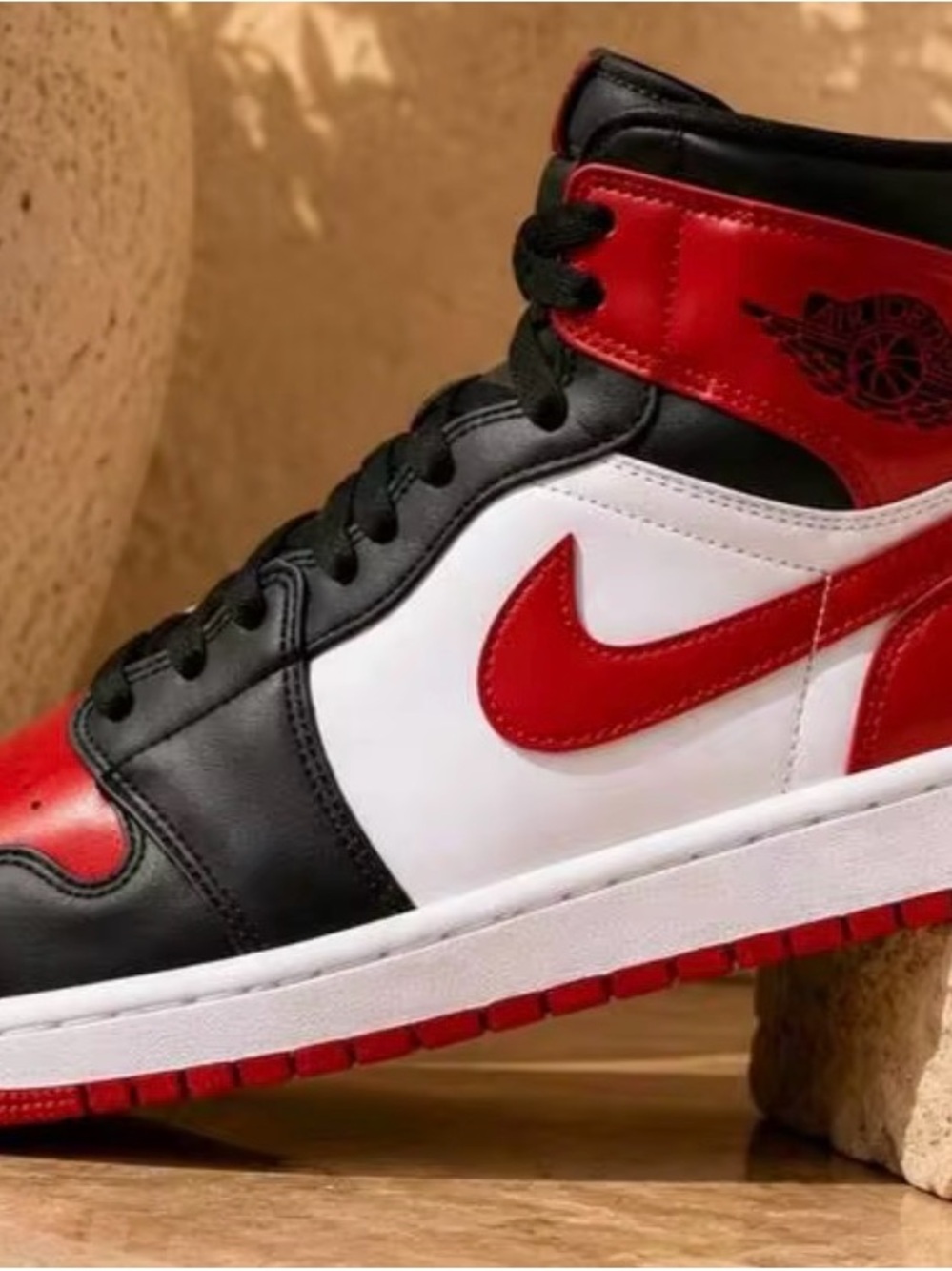 Air Jordan 1 Mid ‘ Bred Toe’ Men's Sneakers in Black/Red/White